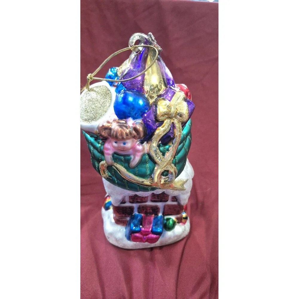 Lumiere Glass Hand Crafted Blown Glass Santa Claus Figurine 1999 Brass Key EUC